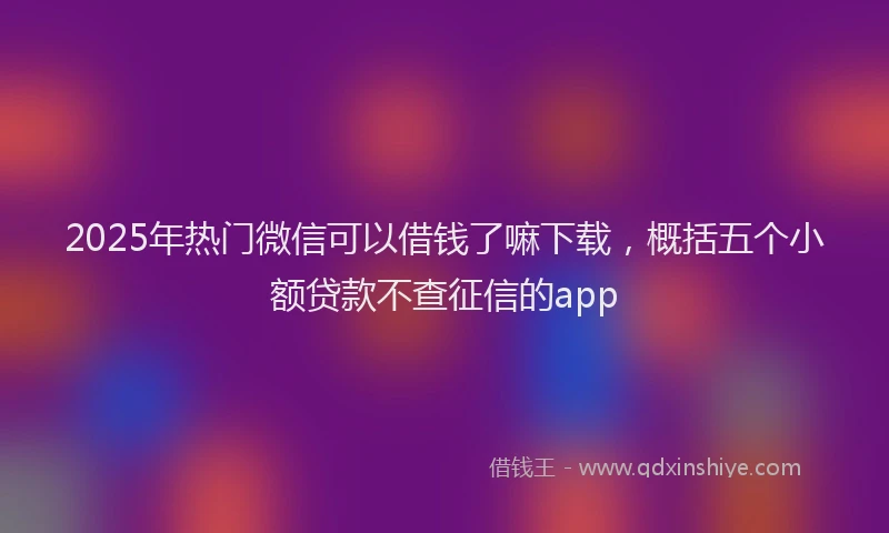 2025年热门微信可以借钱了嘛下载，概括五个小额贷款不查征信的app
