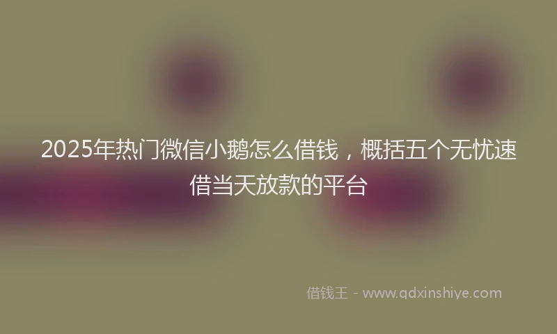 2025年热门微信小鹅怎么借钱，概括五个无忧速借当天放款的平台