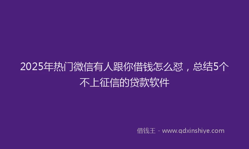 2025年热门微信有人跟你借钱怎么怼，总结5个不上征信的贷款软件
