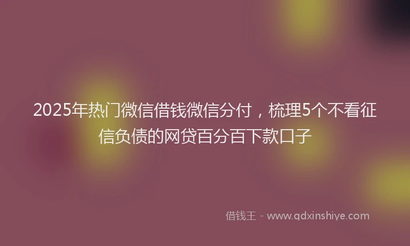 2025年热门微信借钱微信分付，梳理5个不看征信负债的网贷百分百下款口子