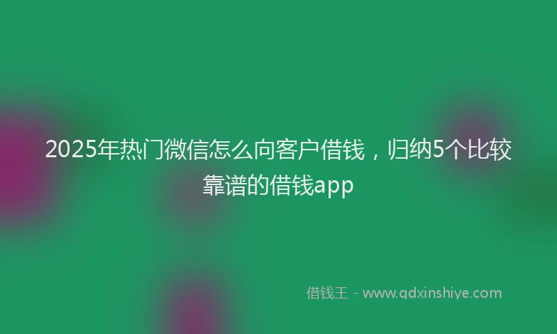 2025年热门微信怎么向客户借钱，归纳5个比较靠谱的借钱app