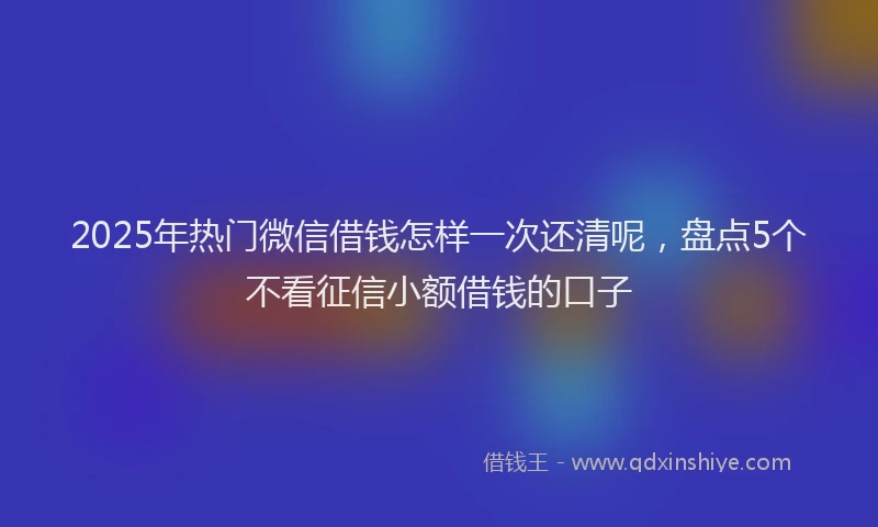 2025年热门微信借钱怎样一次还清呢，盘点5个不看征信小额借钱的口子