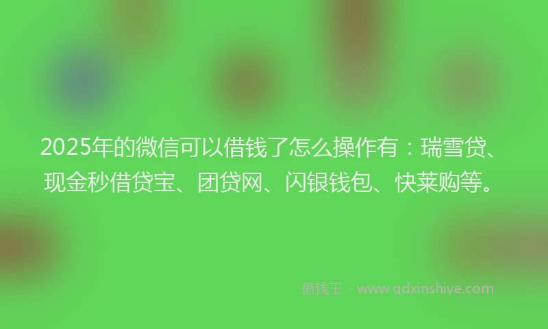 2025年的微信可以借钱了怎么操作有：瑞雪贷、现金秒借贷宝、团贷网、闪银钱包、快莱购等。