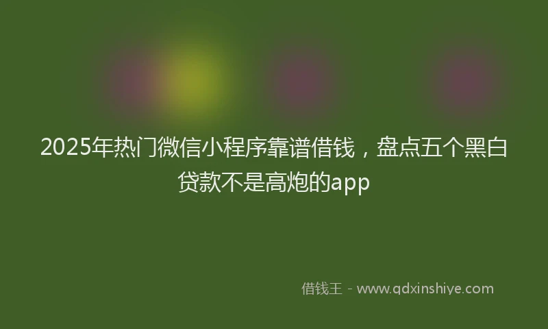 2025年热门微信小程序靠谱借钱，盘点五个黑白贷款不是高炮的app