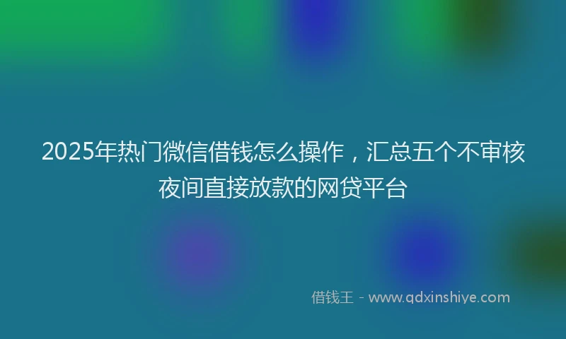 2025年热门微信借钱怎么操作，汇总五个不审核夜间直接放款的网贷平台