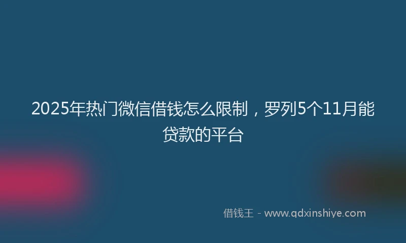 2025年热门微信借钱怎么限制，罗列5个11月能贷款的平台