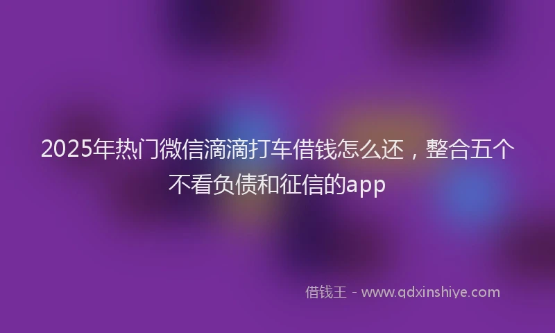2025年热门微信滴滴打车借钱怎么还，整合五个不看负债和征信的app