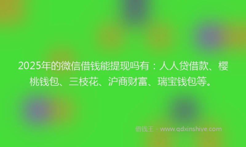 2025年的微信借钱能提现吗有：人人贷借款、樱桃钱包、三枝花、沪商财富、瑞宝钱包等。