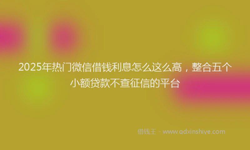 2025年热门微信借钱利息怎么这么高，整合五个小额贷款不查征信的平台