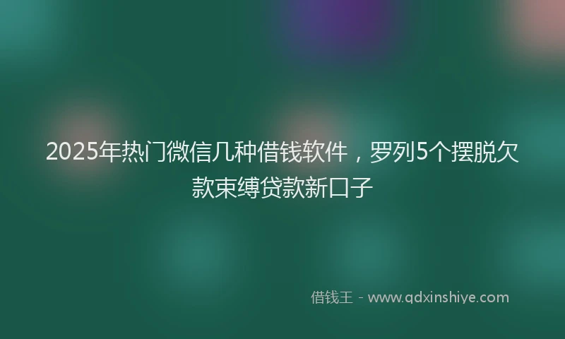 2025年热门微信几种借钱软件，罗列5个摆脱欠款束缚贷款新口子