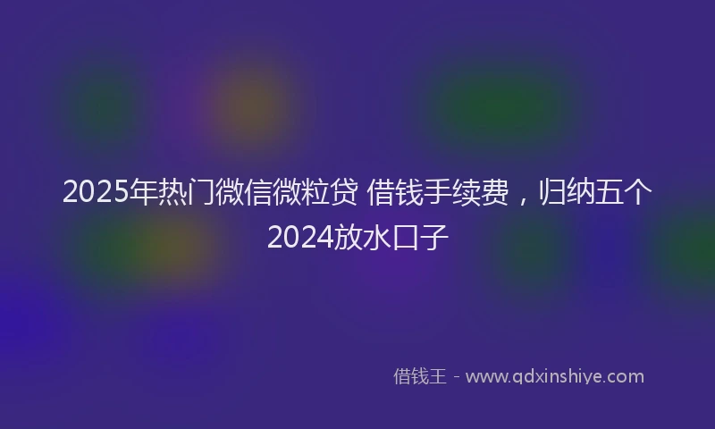 2025年热门微信微粒贷 借钱手续费，归纳五个2024放水口子