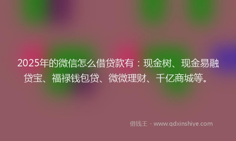 2025年的微信怎么借贷款有：现金树、现金易融贷宝、福禄钱包贷、微微理财、千亿商城等。