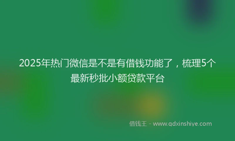2025年热门微信是不是有借钱功能了，梳理5个最新秒批小额贷款平台