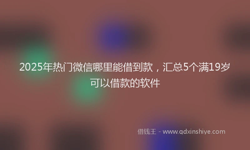 2025年热门微信哪里能借到款，汇总5个满19岁可以借款的软件