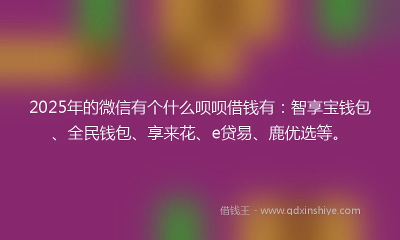 2025年的微信有个什么呗呗借钱有：智享宝钱包、全民钱包、享来花、e贷易、鹿优选等。