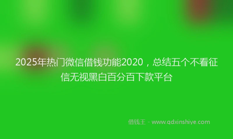 2025年热门微信借钱功能2020，总结五个不看征信无视黑白百分百下款平台