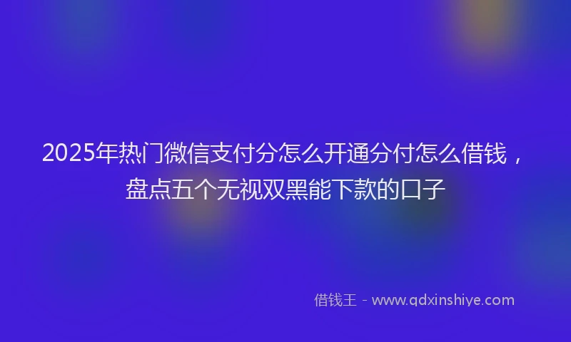2025年热门微信支付分怎么开通分付怎么借钱，盘点五个无视双黑能下款的口子