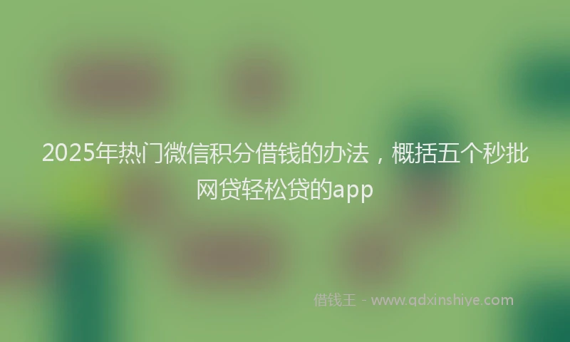2025年热门微信积分借钱的办法，概括五个秒批网贷轻松贷的app