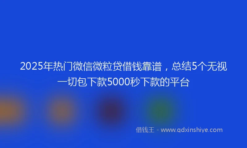 2025年热门微信微粒贷借钱靠谱，总结5个无视一切包下款5000秒下款的平台