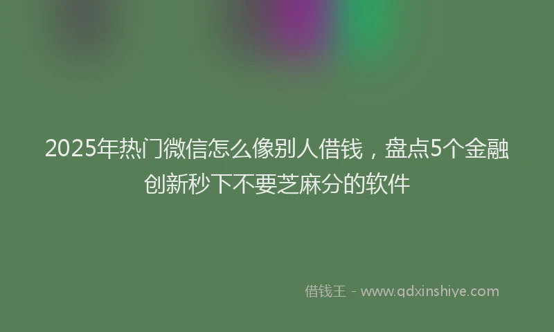 2025年热门微信怎么像别人借钱，盘点5个金融创新秒下不要芝麻分的软件