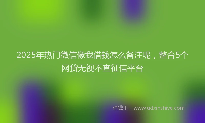 2025年热门微信像我借钱怎么备注呢，整合5个网贷无视不查征信平台