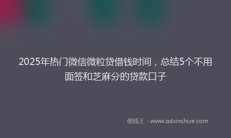 2025年热门微信微粒贷借钱时间，总结5个不用面签和芝麻分的贷款口子