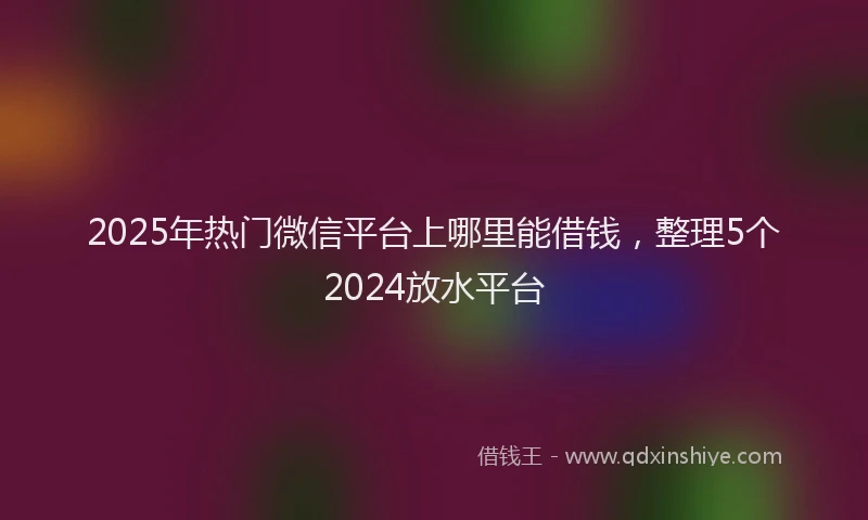 2025年热门微信平台上哪里能借钱，整理5个2024放水平台