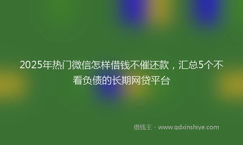 2025年热门微信怎样借钱不催还款，汇总5个不看负债的长期网贷平台