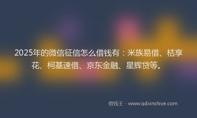 2025年的微信征信怎么借钱有：米族易借、桔享花、柯基速借、京东金融、星辉贷等。