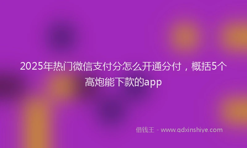 2025年热门微信支付分怎么开通分付，概括5个高炮能下款的app