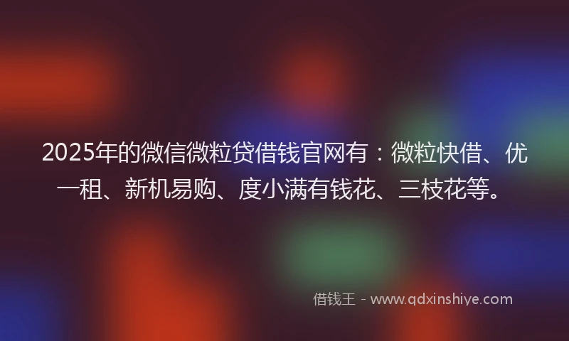 2025年的微信微粒贷借钱官网有：微粒快借、优一租、新机易购、度小满有钱花、三枝花等。