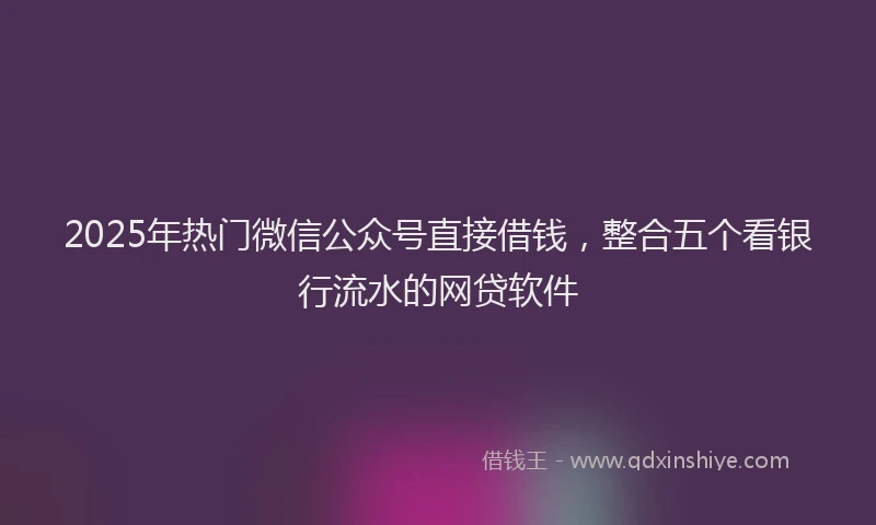 2025年热门微信公众号直接借钱，整合五个看银行流水的网贷软件