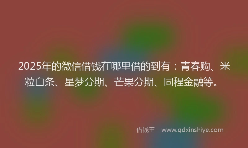 2025年的微信借钱在哪里借的到有：青春购、米粒白条、星梦分期、芒果分期、同程金融等。