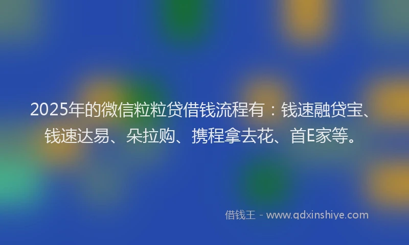 2025年的微信粒粒贷借钱流程有：钱速融贷宝、钱速达易、朵拉购、携程拿去花、首E家等。