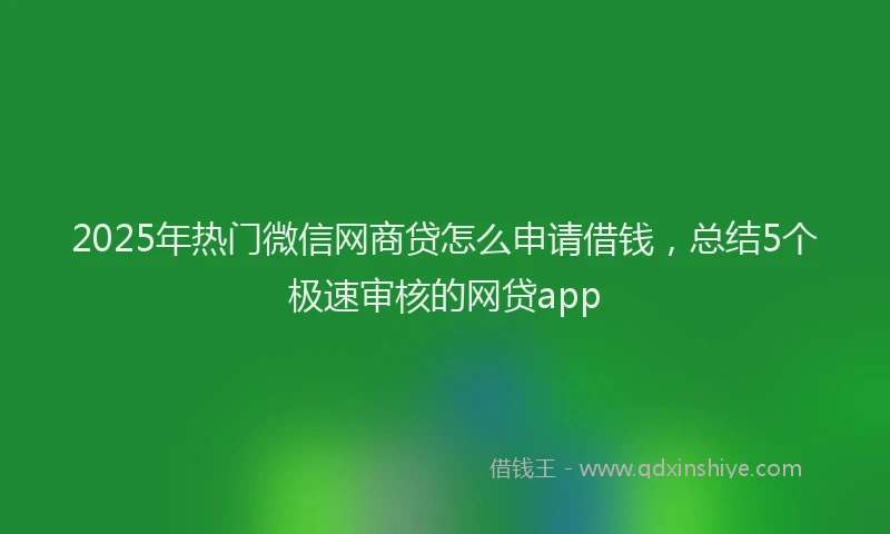 2025年热门微信网商贷怎么申请借钱，总结5个极速审核的网贷app