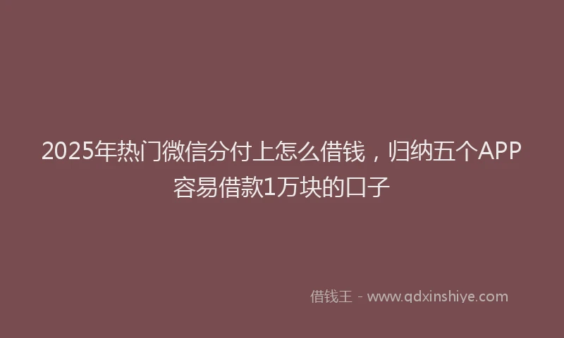 2025年热门微信分付上怎么借钱，归纳五个APP容易借款1万块的口子
