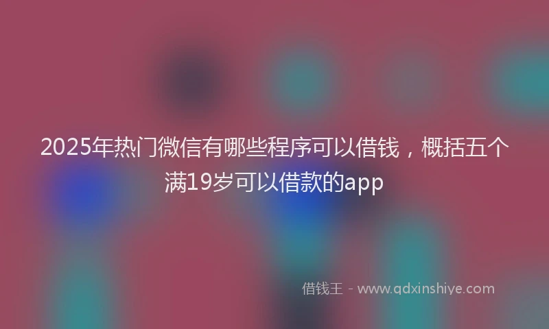 2025年热门微信有哪些程序可以借钱，概括五个满19岁可以借款的app