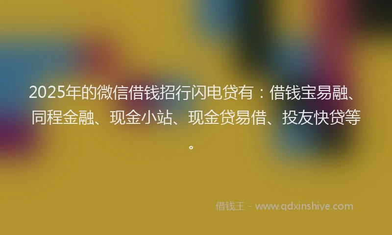 2025年的微信借钱招行闪电贷有：借钱宝易融、同程金融、现金小站、现金贷易借、投友快贷等。