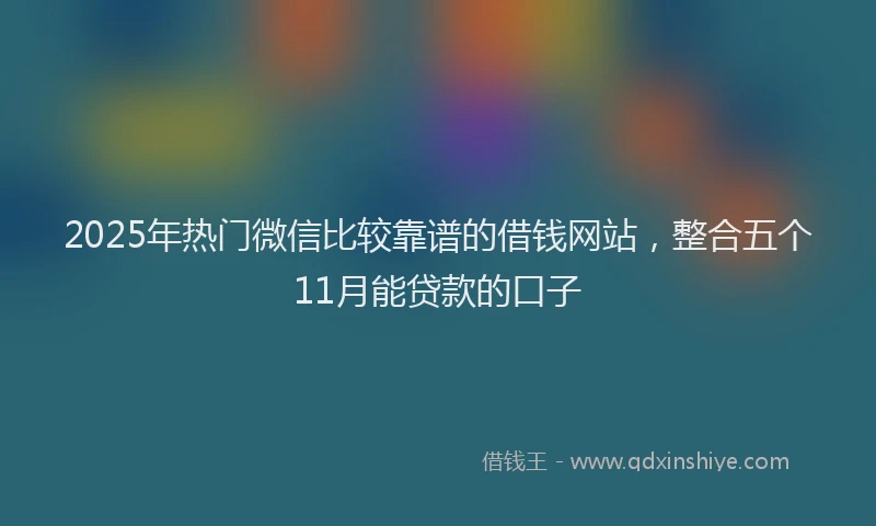 2025年热门微信比较靠谱的借钱网站，整合五个11月能贷款的口子