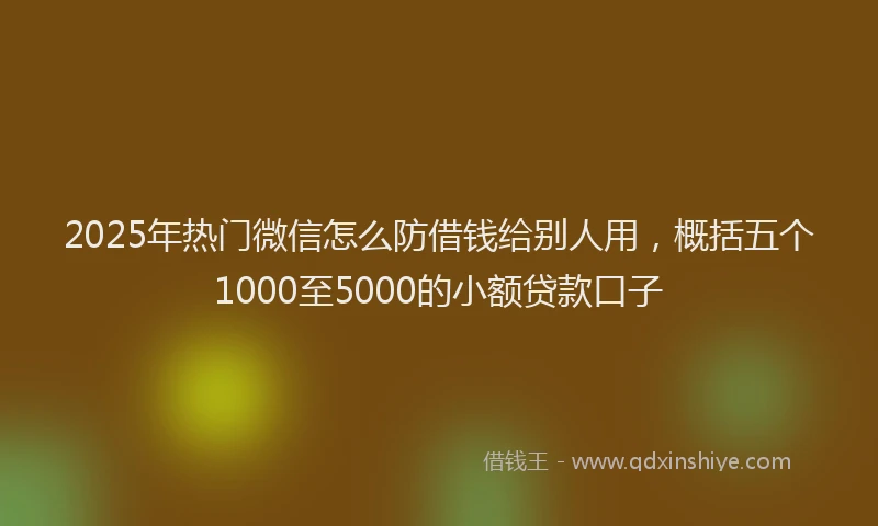 2025年热门微信怎么防借钱给别人用，概括五个1000至5000的小额贷款口子
