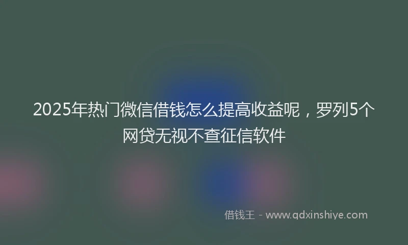 2025年热门微信借钱怎么提高收益呢，罗列5个网贷无视不查征信软件