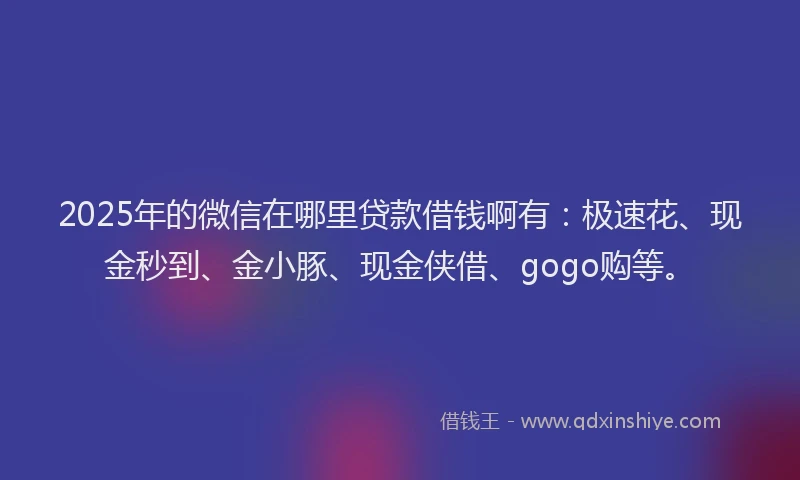 2025年的微信在哪里贷款借钱啊有：极速花、现金秒到、金小豚、现金侠借、gogo购等。