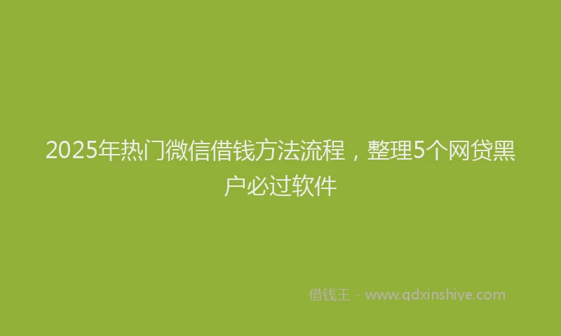 2025年热门微信借钱方法流程，整理5个网贷黑户必过软件