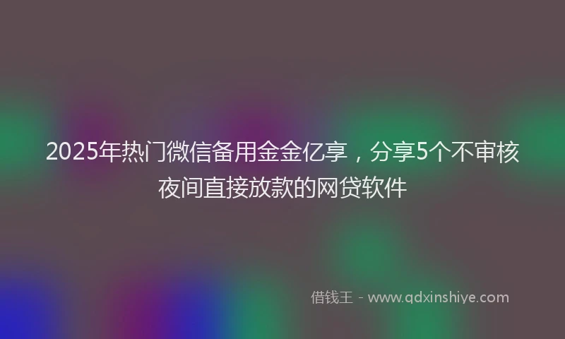 2025年热门微信备用金金亿享，分享5个不审核夜间直接放款的网贷软件