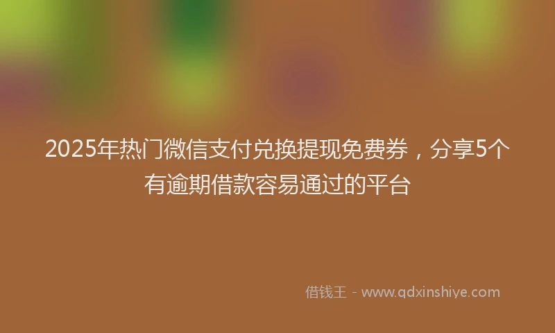 2025年热门微信支付兑换提现免费券，分享5个有逾期借款容易通过的平台