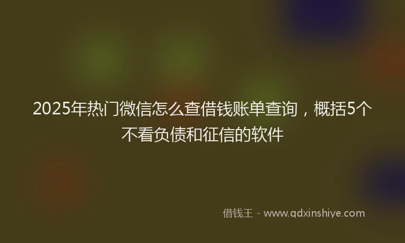 2025年热门微信怎么查借钱账单查询，概括5个不看负债和征信的软件