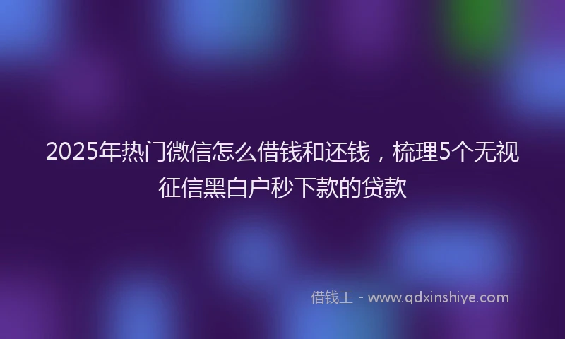2025年热门微信怎么借钱和还钱，梳理5个无视征信黑白户秒下款的贷款