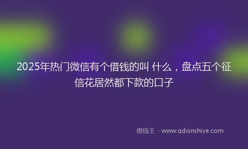 2025年热门微信有个借钱的叫 什么，盘点五个征信花居然都下款的口子