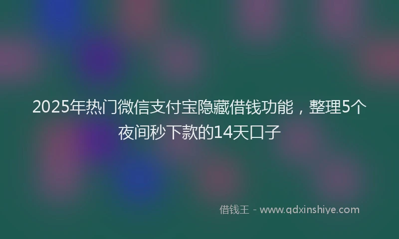 2025年热门微信支付宝隐藏借钱功能，整理5个夜间秒下款的14天口子