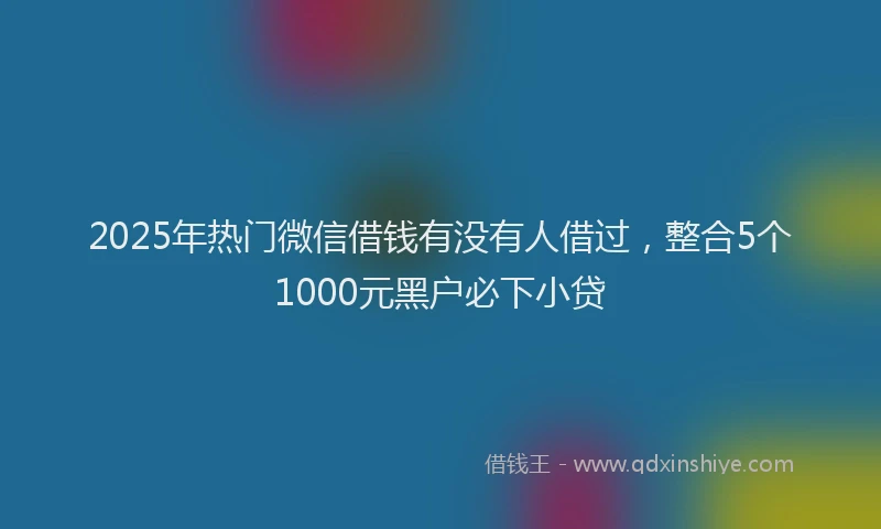 2025年热门微信借钱有没有人借过，整合5个1000元黑户必下小贷